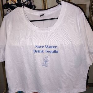 Women’s White Graphic Tee — Save Water Drink Tequila